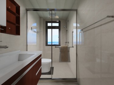 143平3室雅致新中卫生间