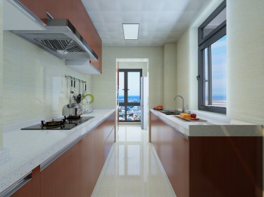 143平3室雅致新中厨房