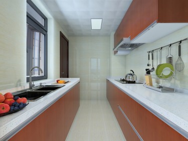 143平3室雅致新中厨房