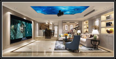 466平别墅原木风客厅