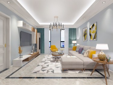 110平4室现代简约客厅