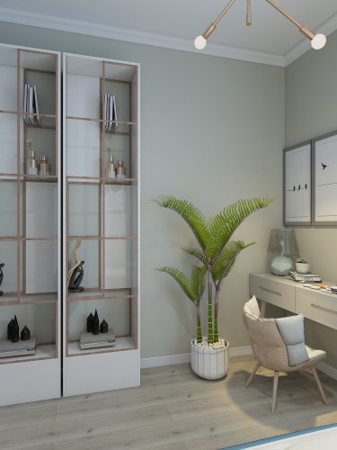 140平3室原木风书房