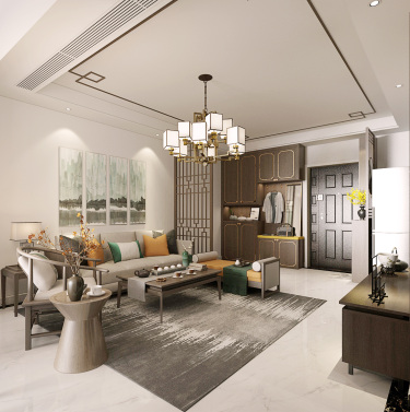 85平2室雅致新中客厅