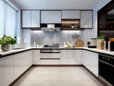 127平2室雅致新中厨房