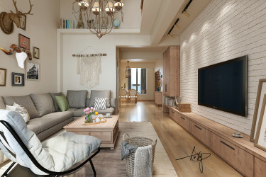 122平3室禅意日式客厅