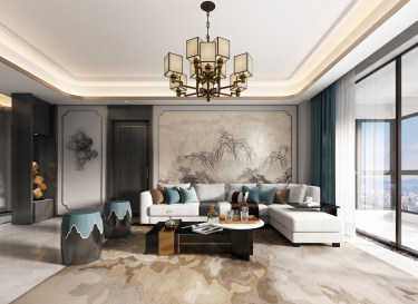 115平跃层/复式雅致新中客厅