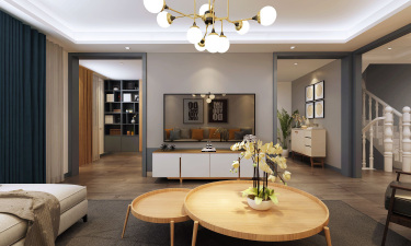 358平别墅原木风客厅