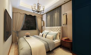 380平别墅雅致新中老人房