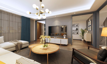 358平别墅原木风客厅