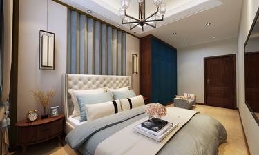 380平别墅雅致新中老人房