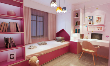 358平别墅原木风儿童房