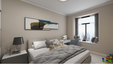 115平3室原木风儿童房