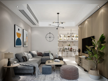 90平2室原木风客厅