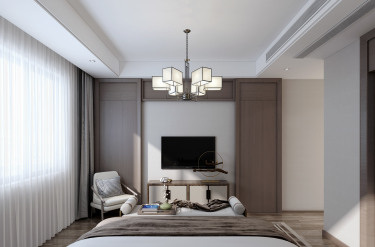 300平别墅雅致新中卧室