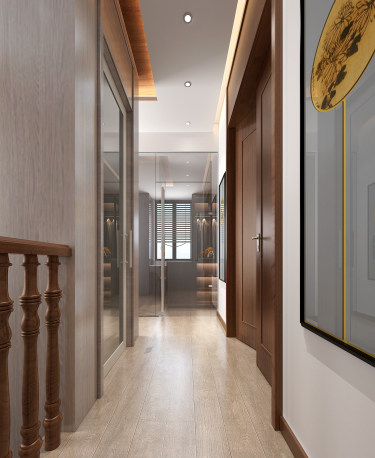 300平别墅雅致新中走廊