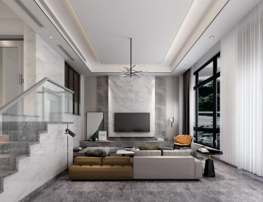 300平别墅现代简约客厅