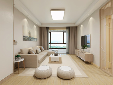 80平2室禅意日式客厅