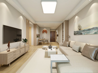 80平2室禅意日式客厅