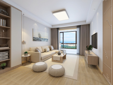 80平2室禅意日式客厅