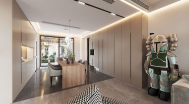 150平4室原木风餐厅