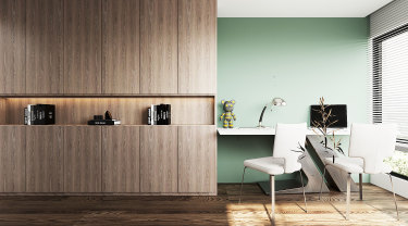 150平4室原木风书房