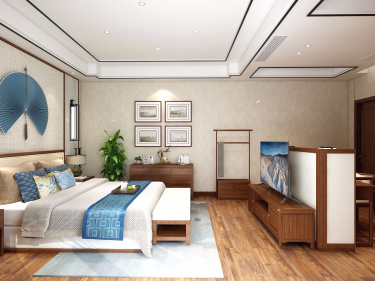 185平别墅雅致新中卧室