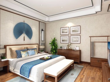 185平别墅雅致新中卧室