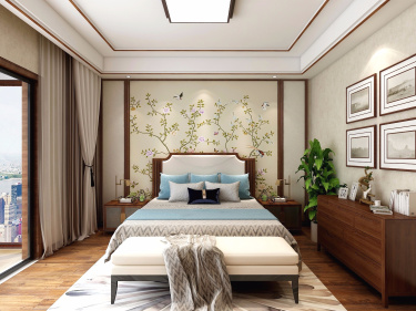 185平别墅雅致新中卧室