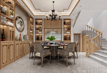 290平别墅雅致新中餐厅