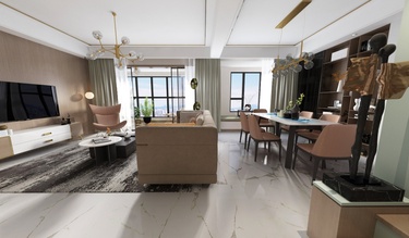 186平跃层/复式现代简约客厅