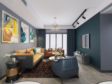 107平3室原木风客厅