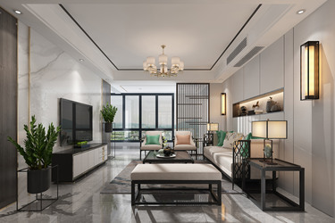 115平3室雅致新中客厅