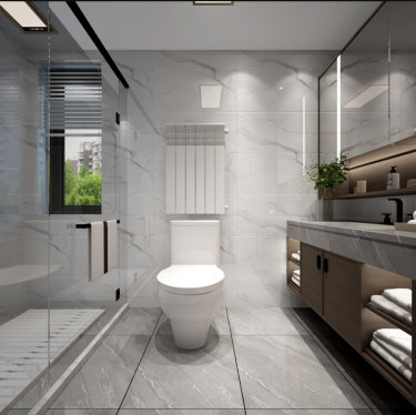 132平3室雅致新中卫生间