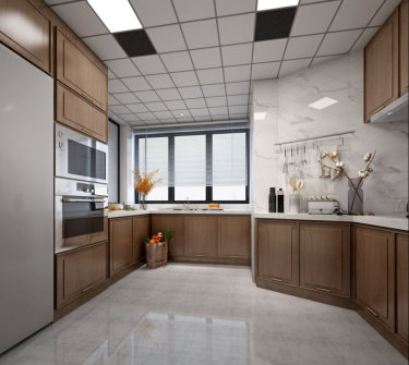 132平3室雅致新中厨房