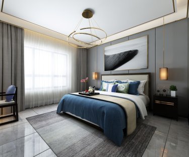 290平3室雅致新中卧室