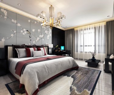 290平3室雅致新中卧室