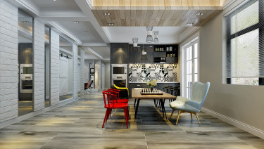 130平3室原木风客厅