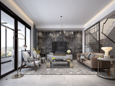 141平跃层/复式现代简约客厅