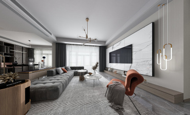 127平跃层/复式现代简约客厅