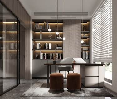 200平4室原木风书房