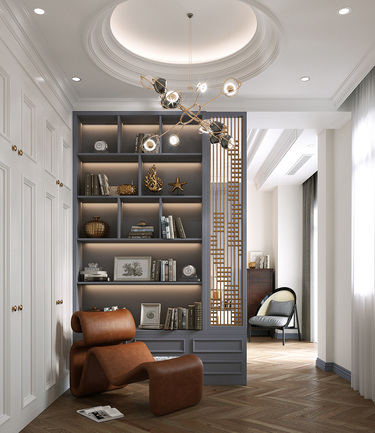 480平别墅原木风卧室