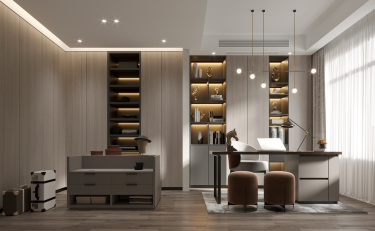 300平别墅现代简约书房