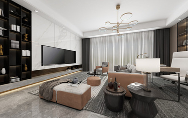 140平跃层/复式现代简约客厅