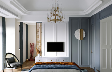 480平别墅原木风卧室