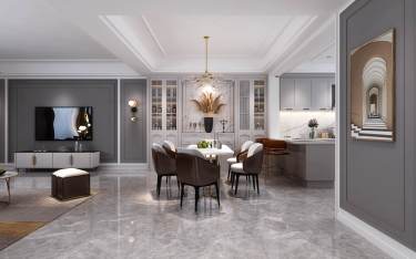 300平别墅现代简约餐厅