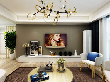 123平3室原木风客厅