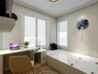 123平3室原木风书房