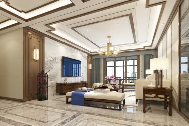 160平5室雅致新中客厅