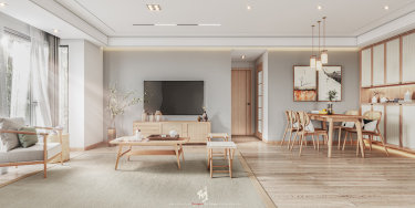 120平3室禅意日式客厅