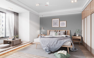 120平3室禅意日式卧室